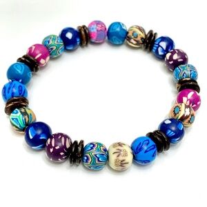 Colorful Polymer Clay Bead Bracelet
